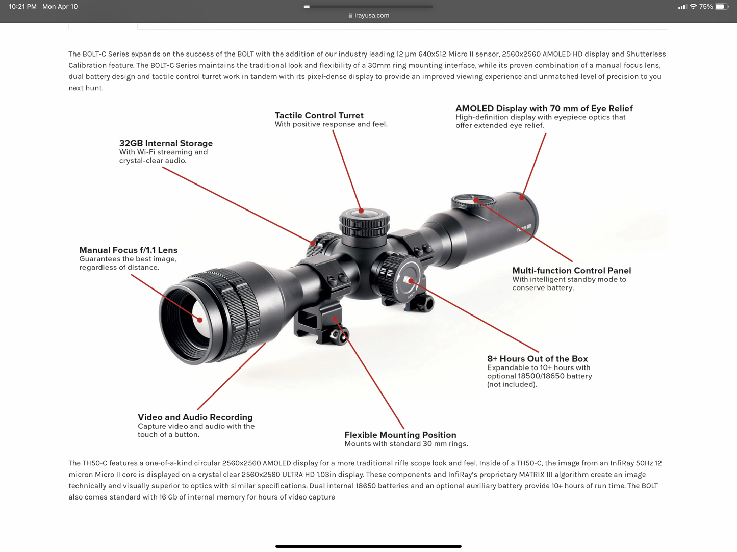 TH50CV2 Bolt Thermal Weapon Sight