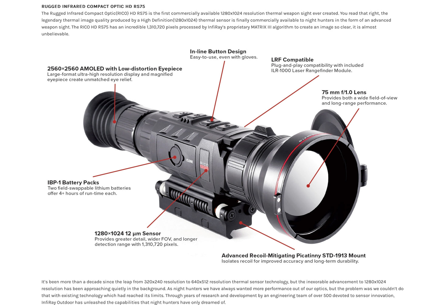 RS75 RICO HD 1280 75mm Thermal Weapon Sight